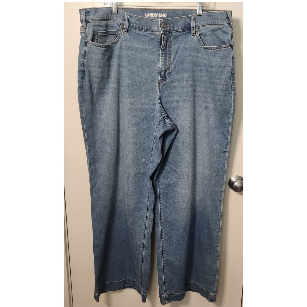 Lands' End Women's‎ Plus Size 22W Blue Denim Jeans Straight Leg High Rise